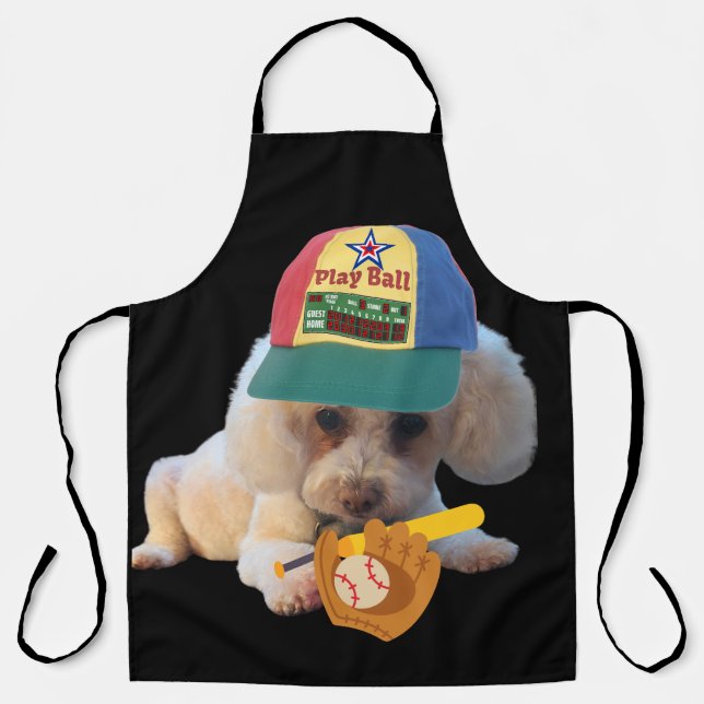 Play Ball Poodle Kitchen Apron (Front)