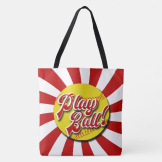 Play Ball! Red & White Softball Tote (Rebels) Bag