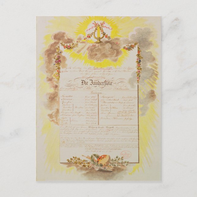 Play-bill for 'The Magic Flute' Postcard (Front)