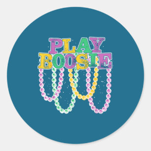 Play Boosie Beads Mardi Gras Carnival Louisiana Ne Classic Round Sticker