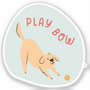 Play bow cute illustrated dog aqua