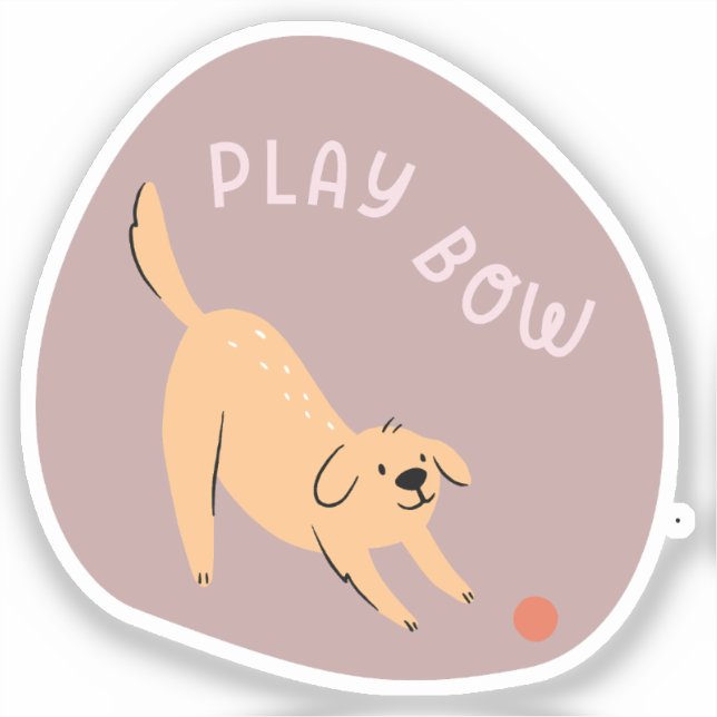 Play bow cute illustrated dog autumn (Front)