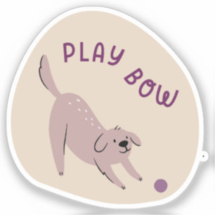 Play bow cute illustrated dog tan and purple