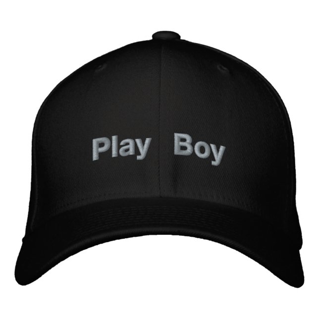 Play Boy Custom Lettering Black Flexfit Elegant  Embroidered Hat (Front)