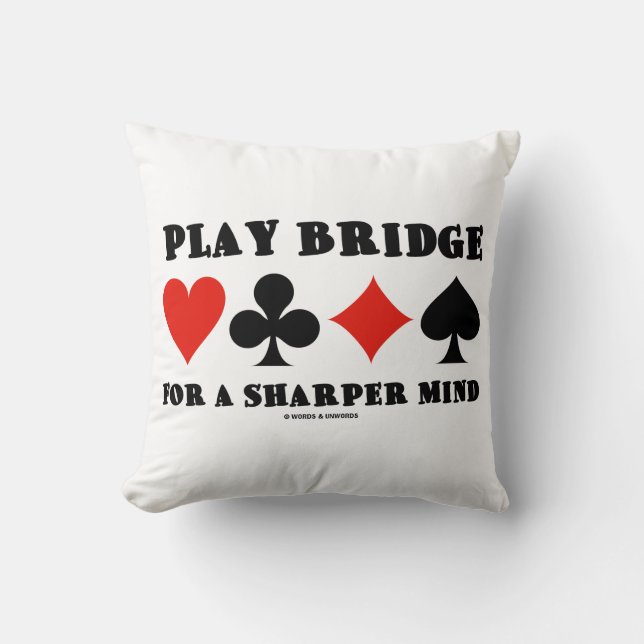 Play Bridge For A Sharper Mind Four Card Suits Cushion (Front)
