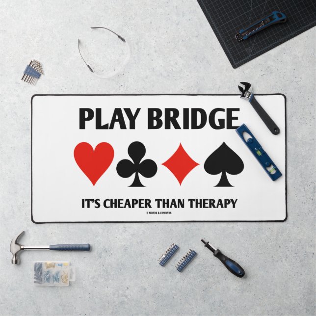 Play Bridge It's Cheaper Than Therapy 4 Card Suits Desk Mat (Workstation)