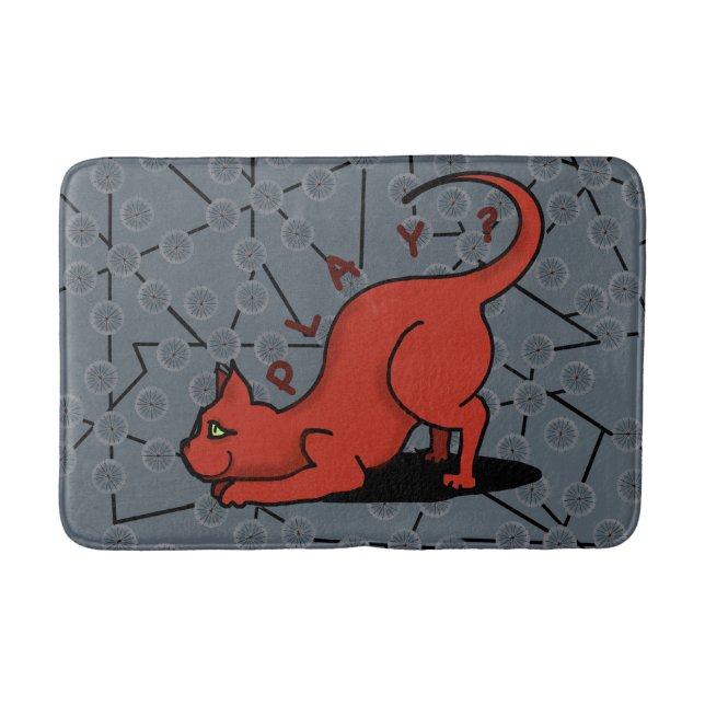 PLAY CAT grey Bath Mat (Front)