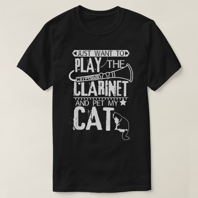Play Clarinet and pet my cat  T-Shirt (Design Front)