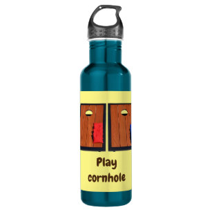 Play Cornhole on Yellow and Blue Water Bottle