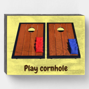 Play Cornhole Wood Box Sign
