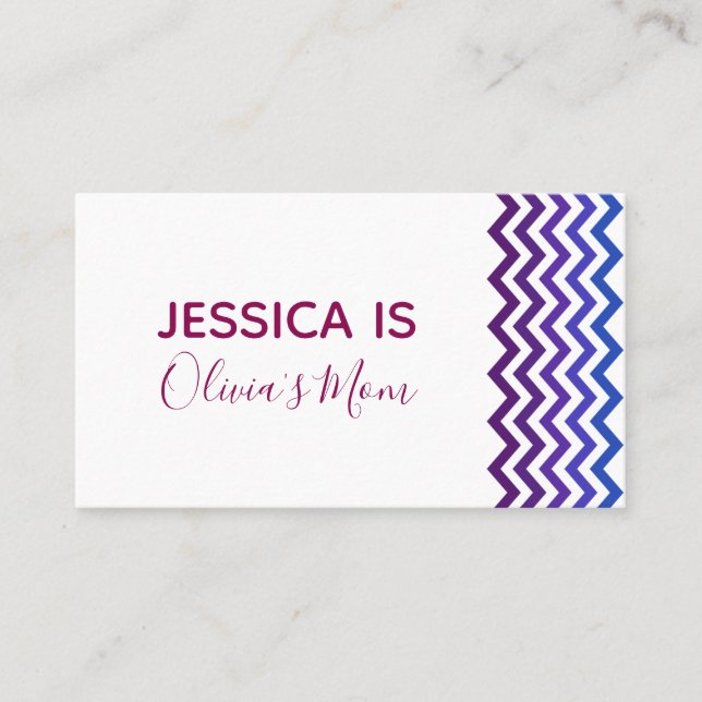 Play Date Card with Rose Purple & Blue Chevron (Front)