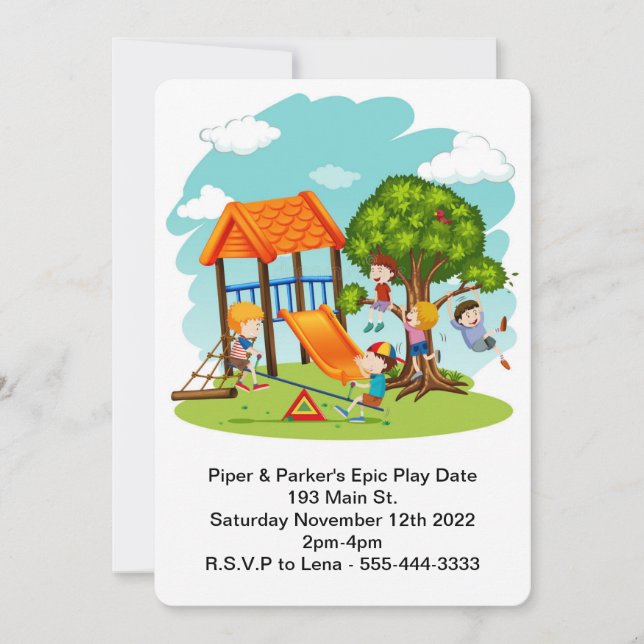 Play Date  Invitation (Front)