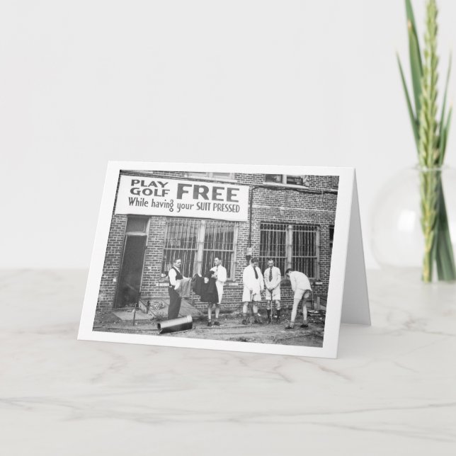 Play Golf Free (While Having Your Suit Pressed) Card (Front)