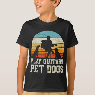 Play Guitars Pet Dog Retro Music Guitarist Animal  T-Shirt