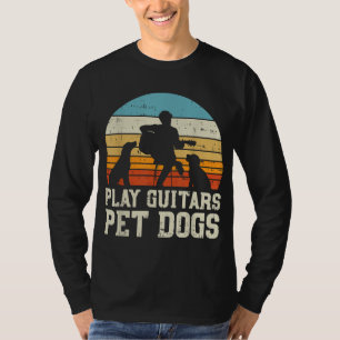 Play Guitars Pet Dog Retro Music Guitarist Animal  T-Shirt