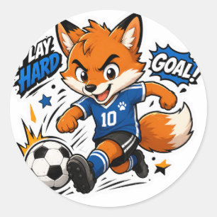 PLAY HARD GOAL FOX SOCCER STICKER