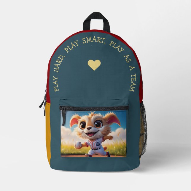 Play Hard, Play Smart… Printed Backpack (Front)