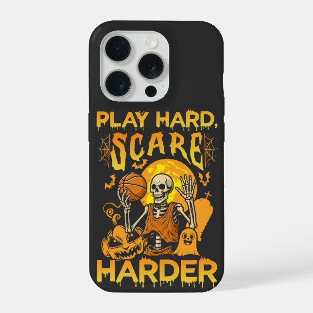 Play Hard Scare Harder Sports Halloween iPhone Case (Back)