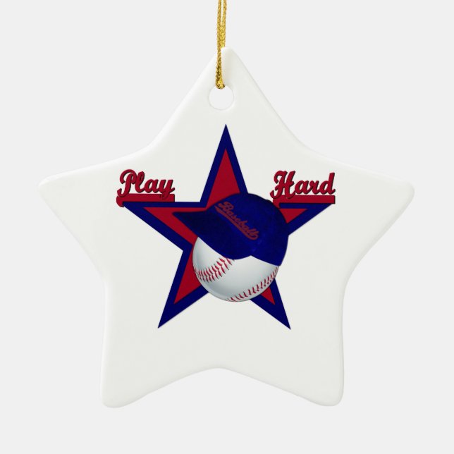 Play Hard Softball and Hat Star Ornament (Front)