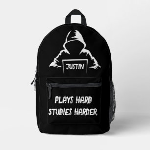 Play hard Study Harder cool Chic T-Shirt Printed Backpack