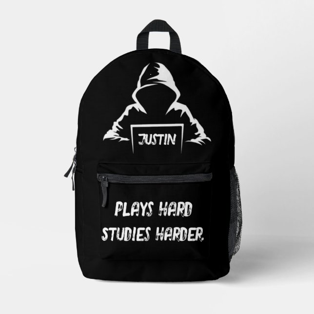 Play hard Study Harder cool Chic T-Shirt Printed Backpack (Front)
