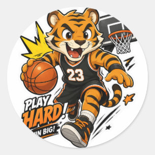PLAY HARD WIN BIG TIGER BASKETBALL STICKER
