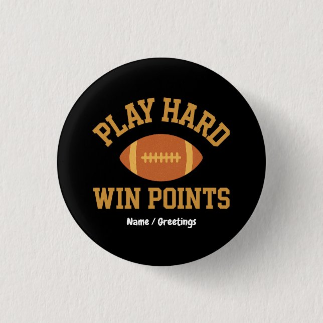 Play Hard, Win Points  Retro Game Day Sports  3 Cm Round Badge (Front)