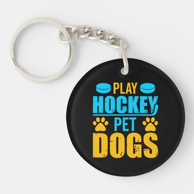 Play Hockey Pet Dogs Key Ring (Front)