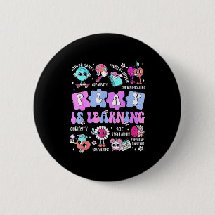 Play is learning teacher first day of school back 6 cm round badge