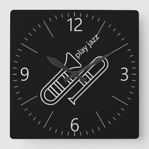 Play jazz square wall clock