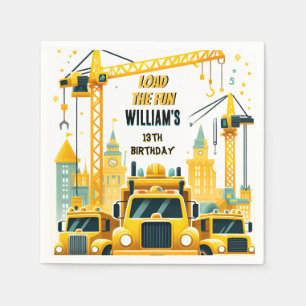 play kids Simple construction trucks 5th birthday Napkin