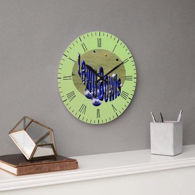 Play Lawn Bowls, Large Wall Clock (Office)