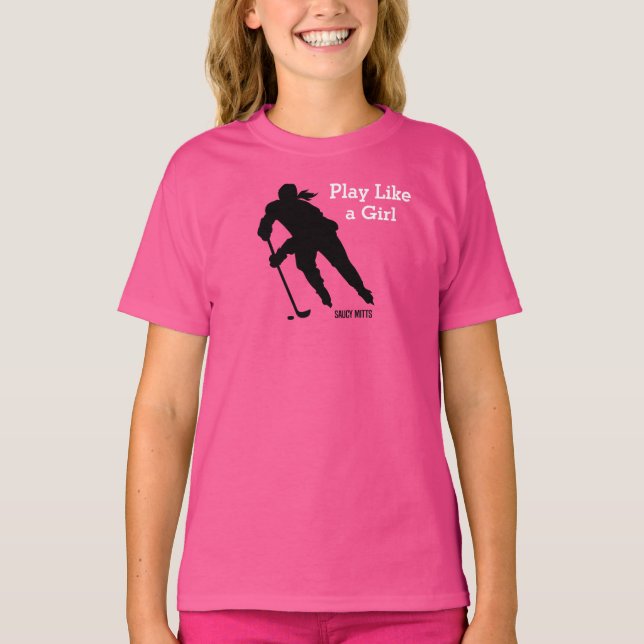 Play Like a Girl Hockey Pink T-Shirt (Front)