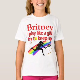 PLAY LIKE A GIRL PERSONALIZE TENNIS PLAYER T SHIRT