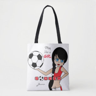 Play Like a Girl Red Soccer Tote Bag