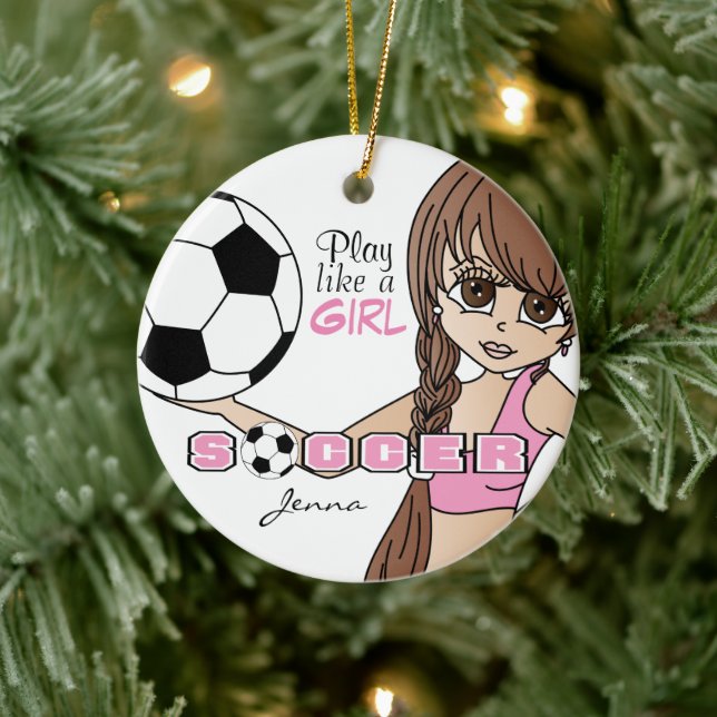 Play Like A Girl | Soccer | Pink Ceramic Tree Decoration (Tree)