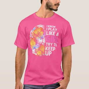 Play Like Girl Ball Game Beach Volleyball Player T-Shirt