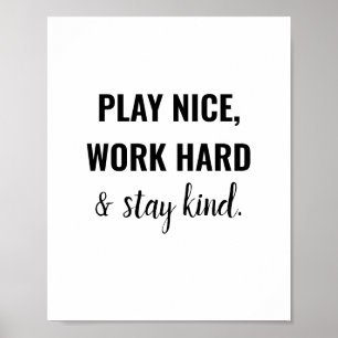 Play Nice Kid Playroom Sign Educational Poster