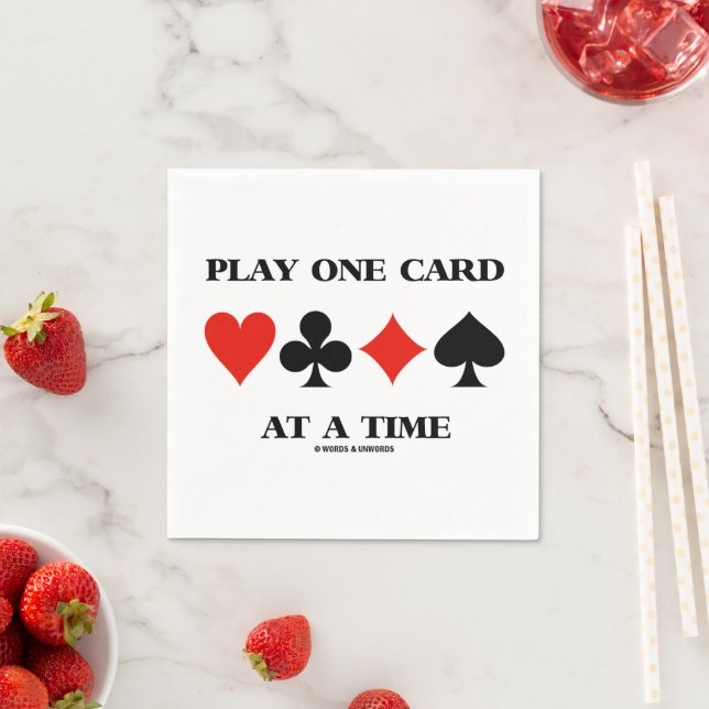 Play One Card At A Time Four Card Suits Napkin (Insitu)
