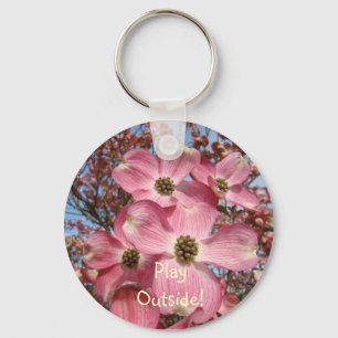 Play Outside! keychain Pink Dogwood Flowers