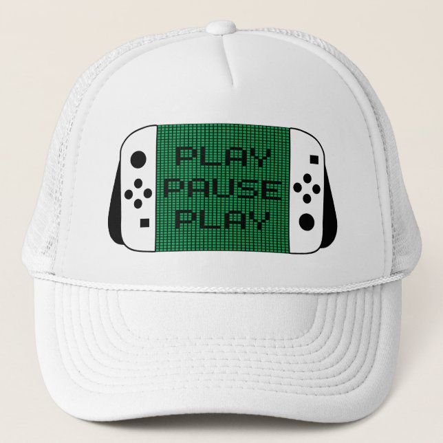 Play Pause Play Trucker Hat (Front)