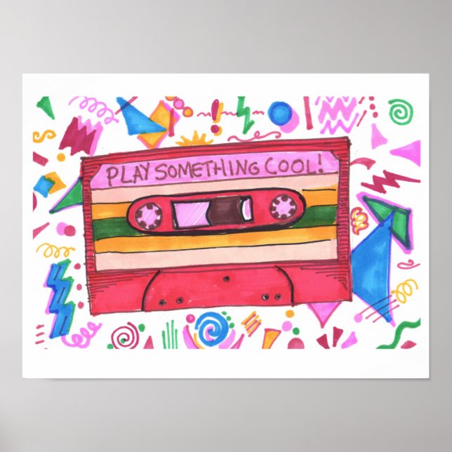 Play Something Cool Fun Music Mixtape Art  Poster (Front)