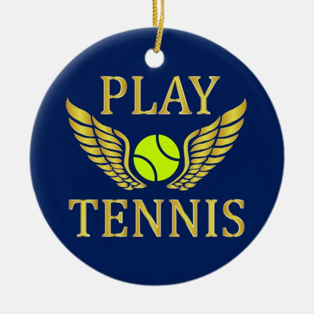 Play tennis ceramic tree decoration (Front)