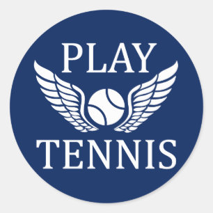 Play tennis classic round sticker