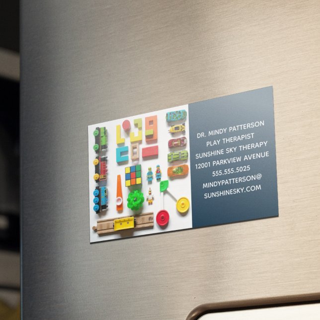 Play Therapist Child Psychologist Counsellor Toys Magnetic Business Card (Creator Uploaded)