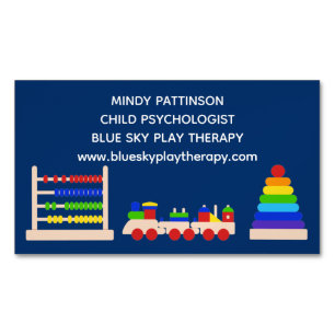 Play Therapy Child Psychologist Toys Train Blue Magnetic Business Card