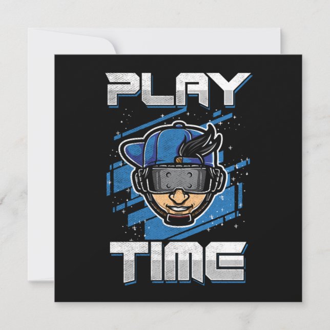 Play Time VR Virtual Reality Gamer Gaming Gift Invitation (Front)