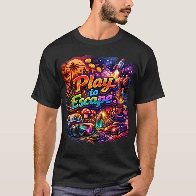 "PLAY TO ESCAPE" T-Shirt (Front)