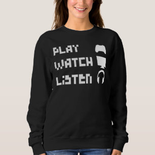 Play Watch Listen Retro 8 Bit Controller Headphone Sweatshirt