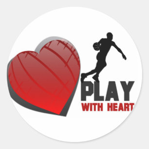 Play With Heart Basketball Classic Round Sticker
